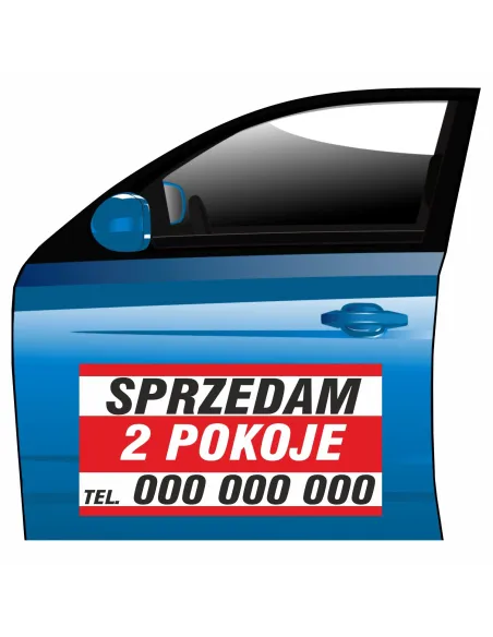 Magnes na samochód reklama magnetyczna sprzedam 2 pokoje