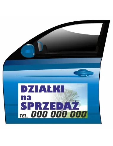 Magnes na samochód reklama magnetyczna działki na sprzedaż