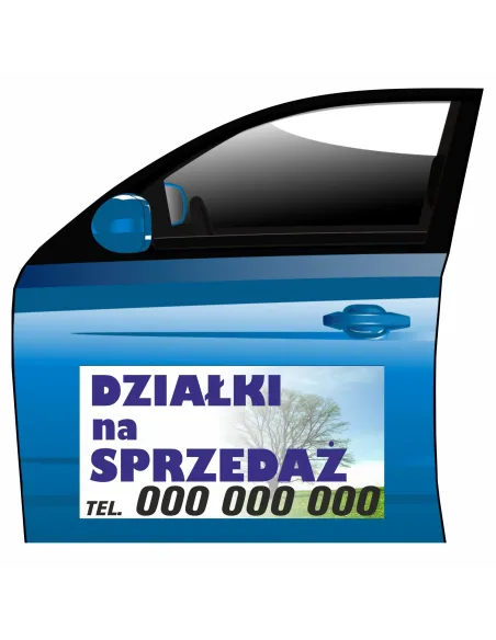 Magnes na samochód reklama magnetyczna działki na sprzedaż