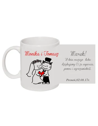 Kubek z nadrukiem prezent dla świadków na ślub
