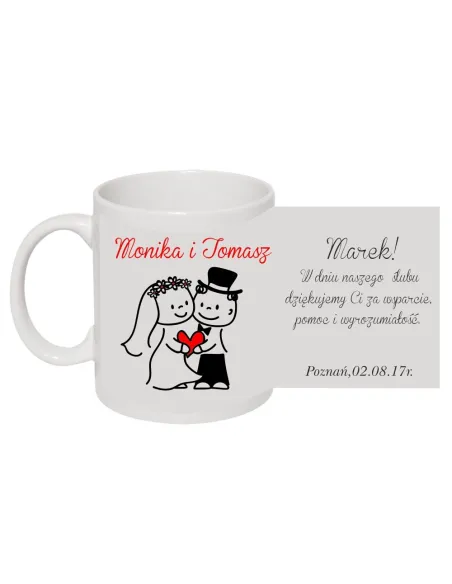 Kubek z nadrukiem prezent dla świadków na ślub