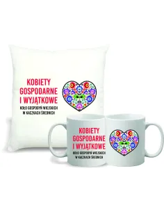 Zestaw PODUSZKA + KUBEK koło gospodyń wiejskich KGW TWÓJ TEKST GRAFIKA
