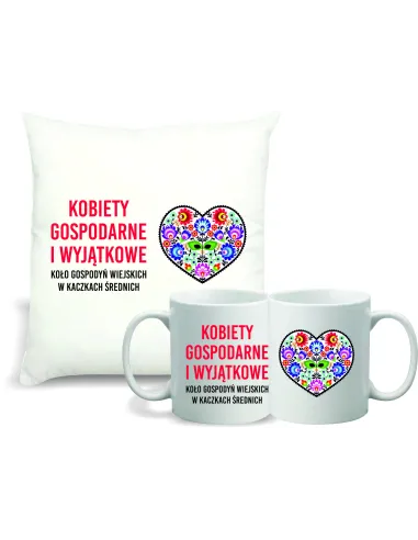 Zestaw PODUSZKA + KUBEK koło gospodyń wiejskich KGW TWÓJ TEKST GRAFIKA