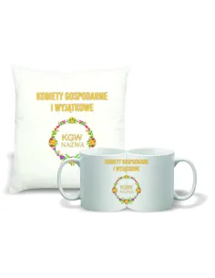 Zestaw PODUSZKA + KUBEK koło gospodyń wiejskich TWOJA NAZWA LOGO KGW