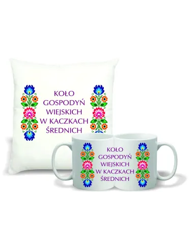 Zestaw PODUSZKA + KUBEK koło gospodyń wiejskich TWOJA NAZWA LOGO KGW