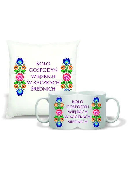 Zestaw PODUSZKA + KUBEK koło gospodyń wiejskich TWOJA NAZWA LOGO KGW