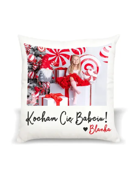 Poduszka Prezent na Dzień Babci i Dziadka z nadrukiem Kocham Cię Babciu! imię