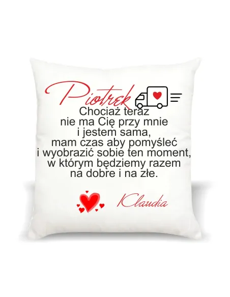 Poduszka Prezent na Walentynki z nadrukiem imię tekst