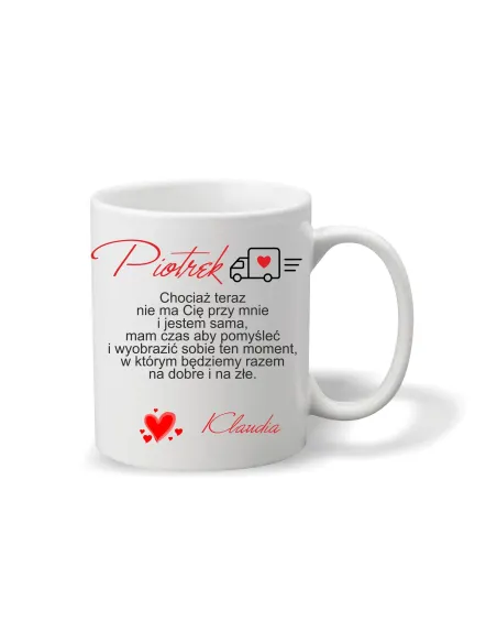 Kubek Prezent na Walentynki z nadrukiem imię tekst