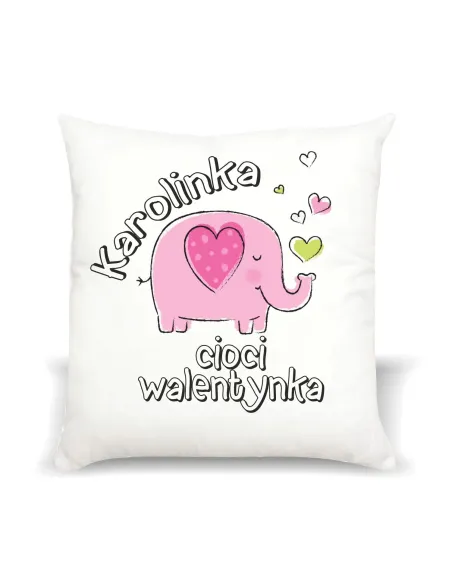 Poduszka Prezent na Walentynki z nadrukiem imię cioci walentynka