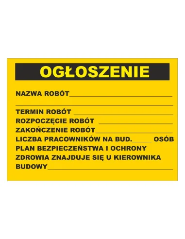 Tablica informacyjna ogłoszenie