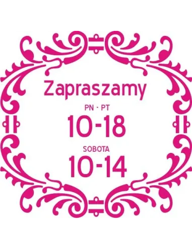 GODZINY OTWARCIA naklejka na okno szybę litery folia plotowana jednokolorowa