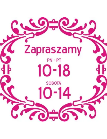 GODZINY OTWARCIA naklejka na okno szybę litery folia plotowana jednokolorowa