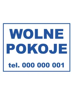 Tablica informacyjna wolne pokoje