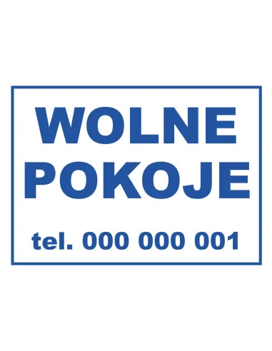 Tablica informacyjna wolne pokoje
