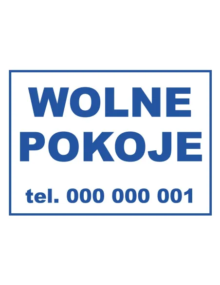 Tablica informacyjna wolne pokoje