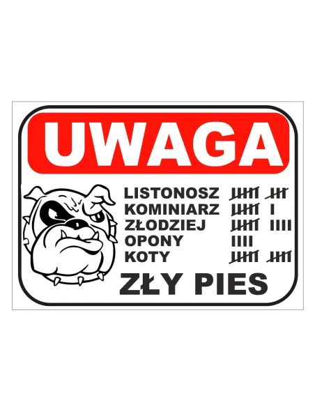 Tablica informacyjna UWAGA zły pies