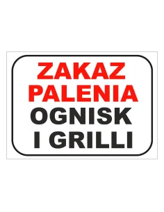 Tablica informacyjna zakaz palenia ognisk i grilli