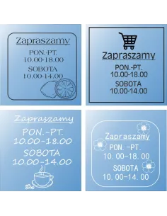 GODZINY OTWARCIA naklejka na okno szybę sklep czynne
