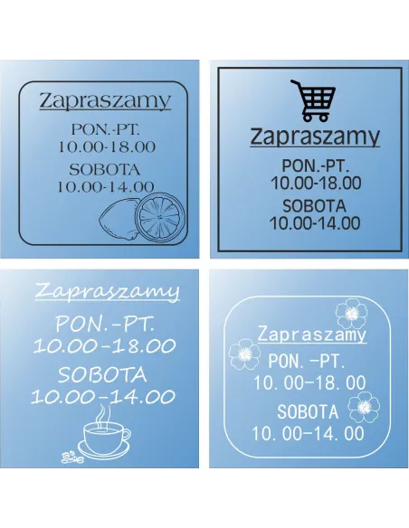 GODZINY OTWARCIA naklejka na okno szybę sklep czynne
