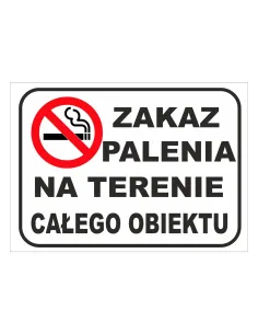 Tablica informacyjna zakaz palenia na terenie całego obiektu