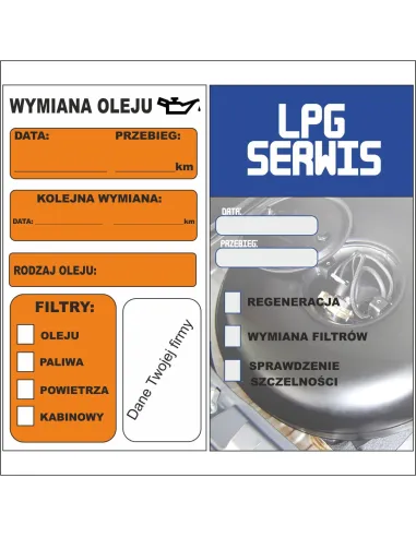 Naklejka SERWISOWA wymiana OLEJU ROZRZĄD KLIMA