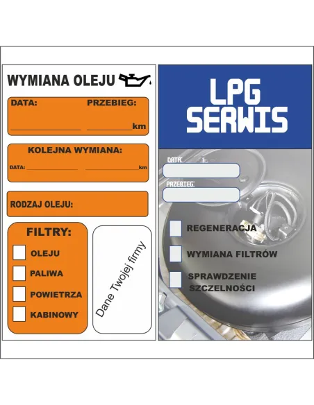 Naklejka SERWISOWA wymiana OLEJU ROZRZĄD KLIMA
