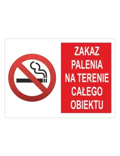 Tablica informacyjna zakaz palenia na terenie całego obiektu