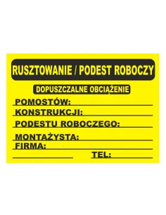 Tablica informacyjna rusztowanie podest roboczy