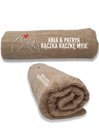 Ręcznik z haftem dedykacją Prezent dla Pary na Walentynki