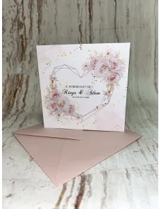 Zaproszenie na ślub ślubne motyw kwiatowy geometryczne serce Z PERSONALIZACJĄ
