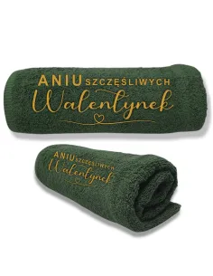 Elegancki ręcznik z haftem prezent na Walentynki