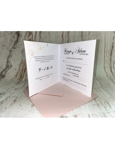 Zaproszenie na ślub ślubne motyw kwiatowy geometryczne serce Z PERSONALIZACJĄ
