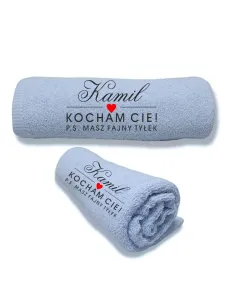 Elegancki ręcznik z haftem prezent na Walentynki dla niego chłopaka męża