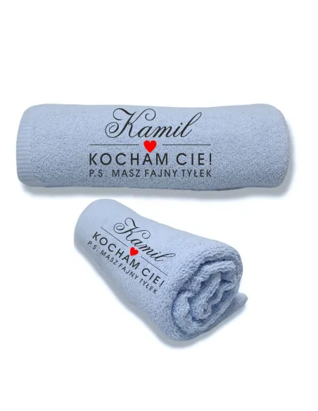 Elegancki ręcznik z haftem prezent na Walentynki dla niego chłopaka męża