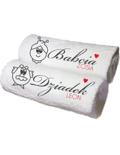 Prezent na Dzień Babci  Dziadka -personalizowane ręczniki z haftem na zamówienie
