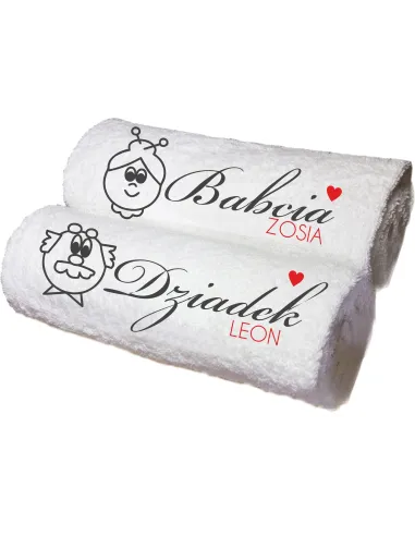 Prezent na Dzień Babci  Dziadka -personalizowane ręczniki z haftem na zamówienie