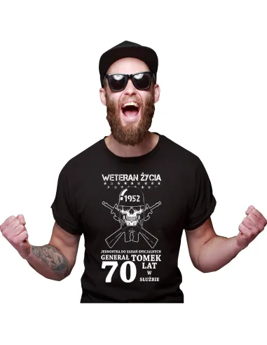 Koszulka z nadrukiem na urodziny 30 40 50 60 weteran życia
