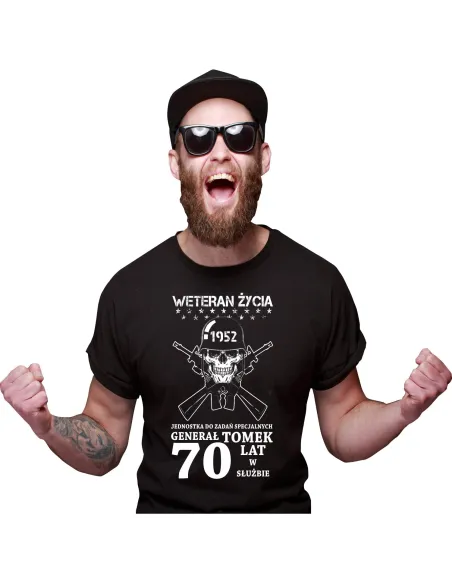 Koszulka z nadrukiem na urodziny 30 40 50 60 weteran życia