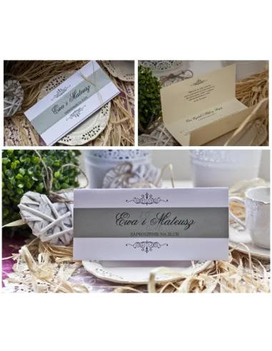 ZAPROSZENIA ślubne - DL z papierem perłowym