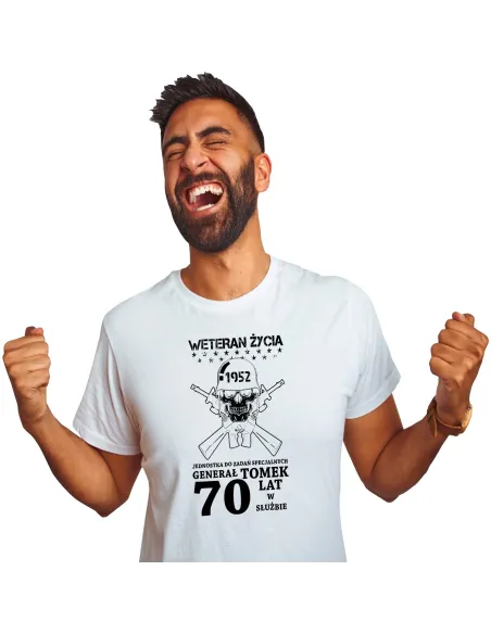 Koszulka z nadrukiem na urodziny 30 40 50 60 weteran życia