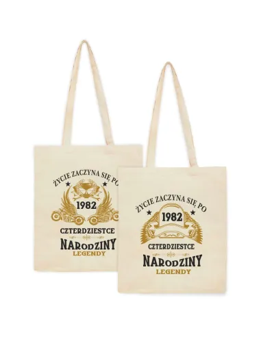 Eko Torba z nadrukiem prezent na urodziny życie zaczyna się po czterdziestce