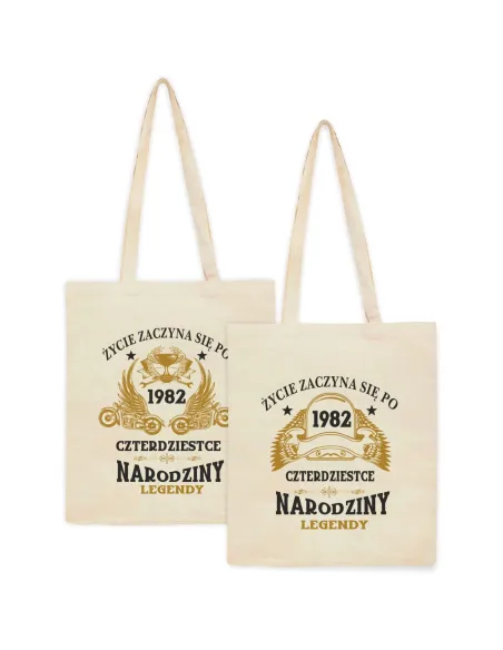 Eko Torba z nadrukiem prezent na urodziny życie zaczyna się po czterdziestce