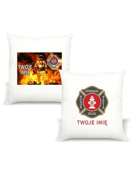 Poduszka Straż pożarna OSP dla strażaka z nazwą jednostki