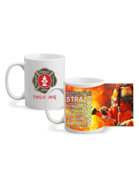 Kubek Straż pożarna OSP dla strażaka z nazwą jednostki