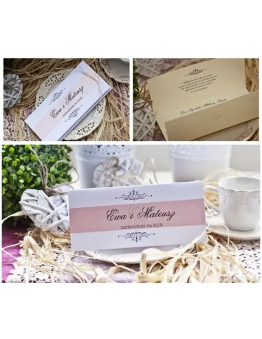 ZAPROSZENIA ślubne - DL z papierem perłowym