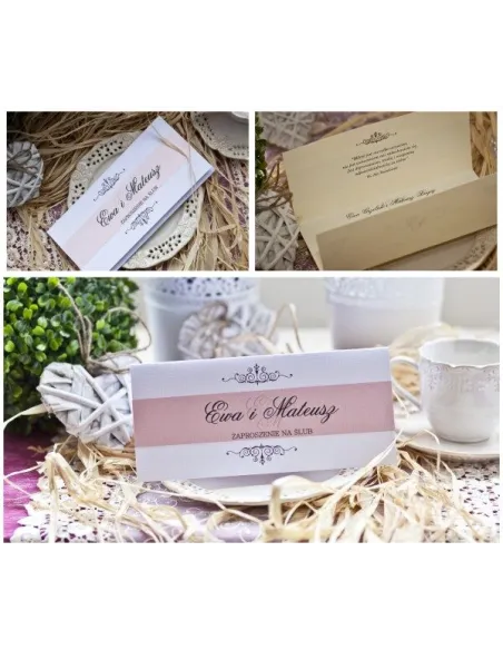 ZAPROSZENIA ślubne - DL z papierem perłowym