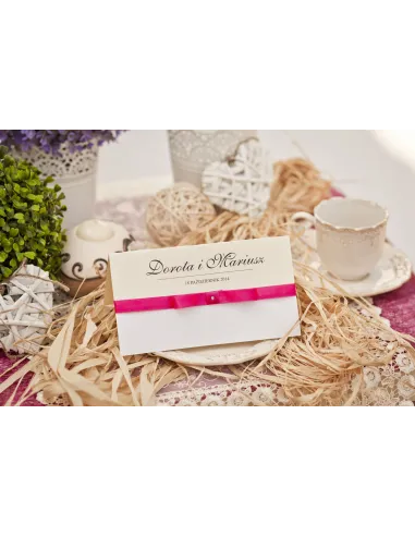 ZAPROSZENIA ślubne - XL z ornamentem wstążką i dżetem