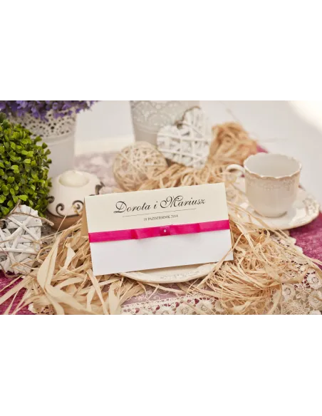 ZAPROSZENIA ślubne - XL z ornamentem wstążką i dżetem