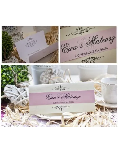ZAPROSZENIA ślubne - DL z papierem perłowym